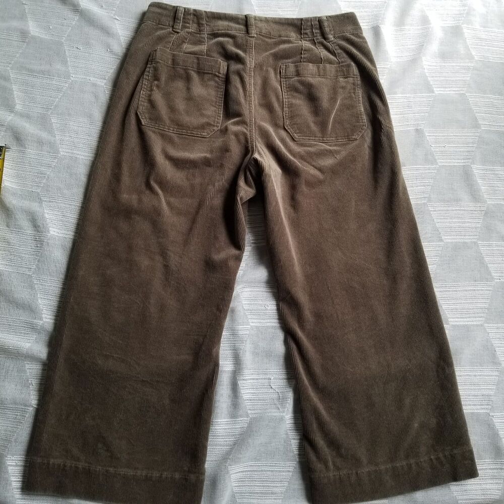 Quince Corduroy Seaweed Green Cropped Wideleg Pants Women's Size 14 - Picture 4 of 9